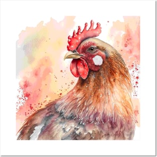 Water colour hen Posters and Art